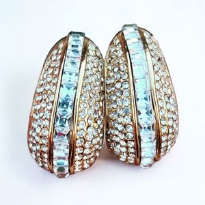 Vintage 80s runway couture large crystal earrings